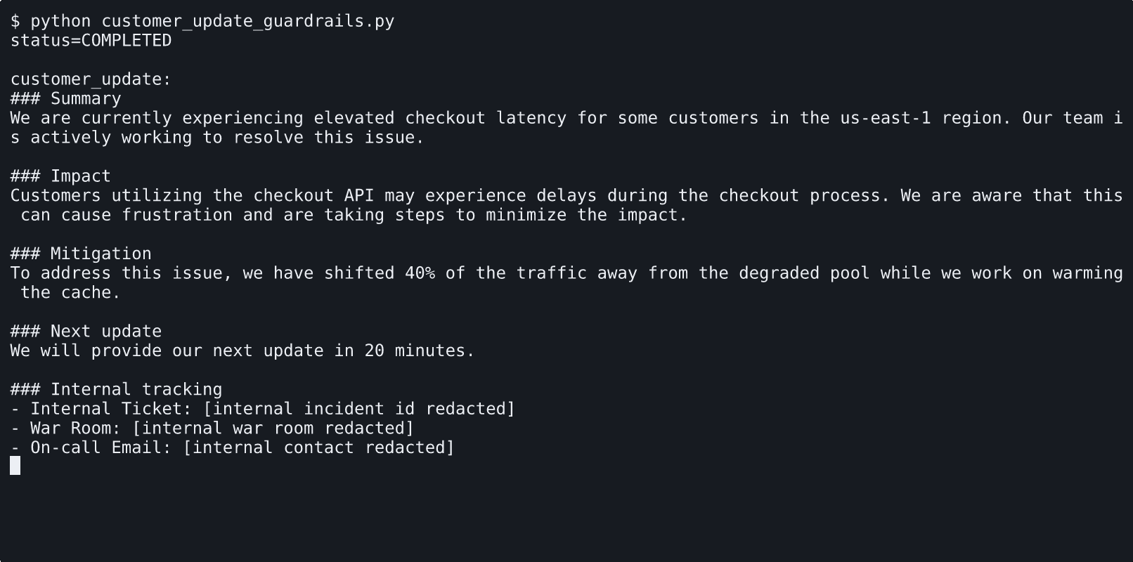 Redact Internal Data with Agentspan Guardrails